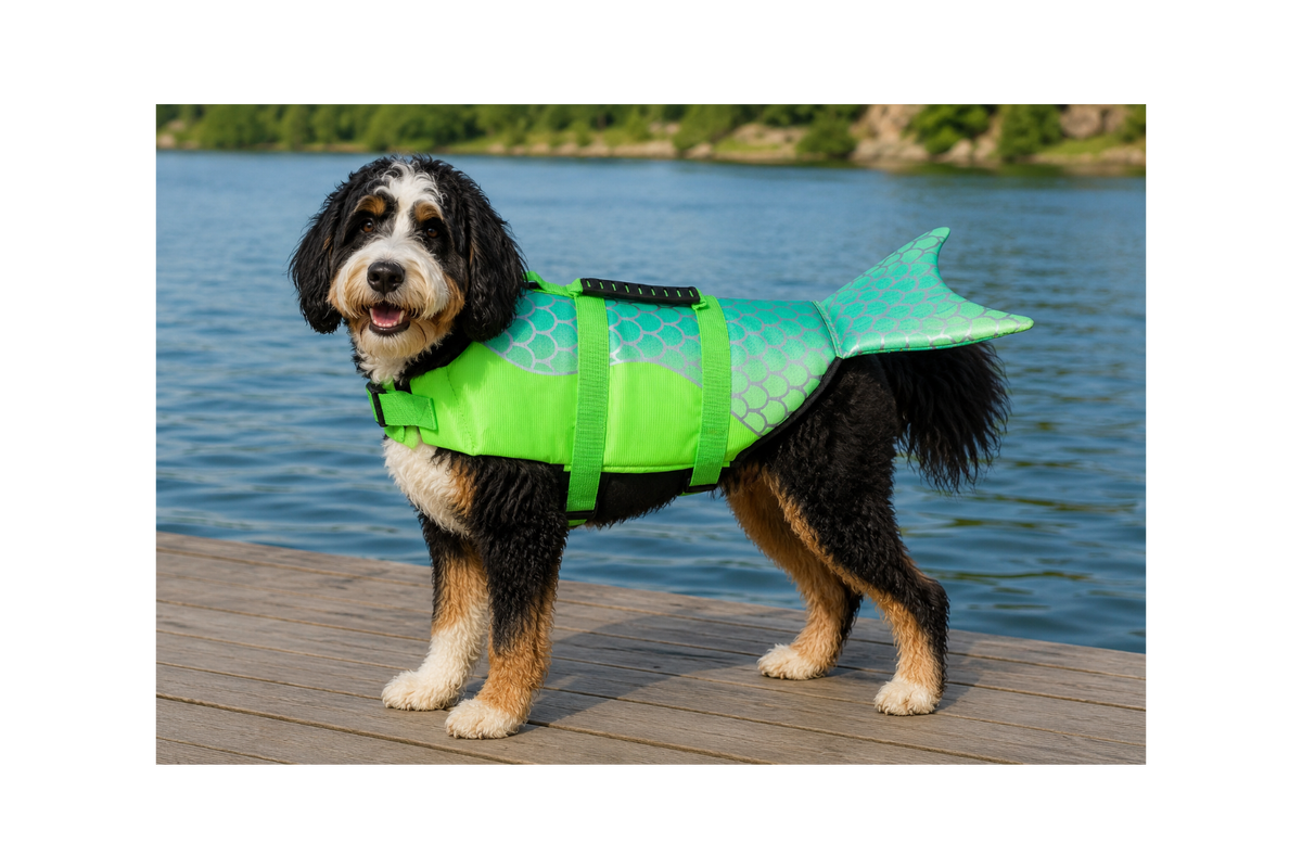 Green Mermaid Dog Life Jacket - Large dog