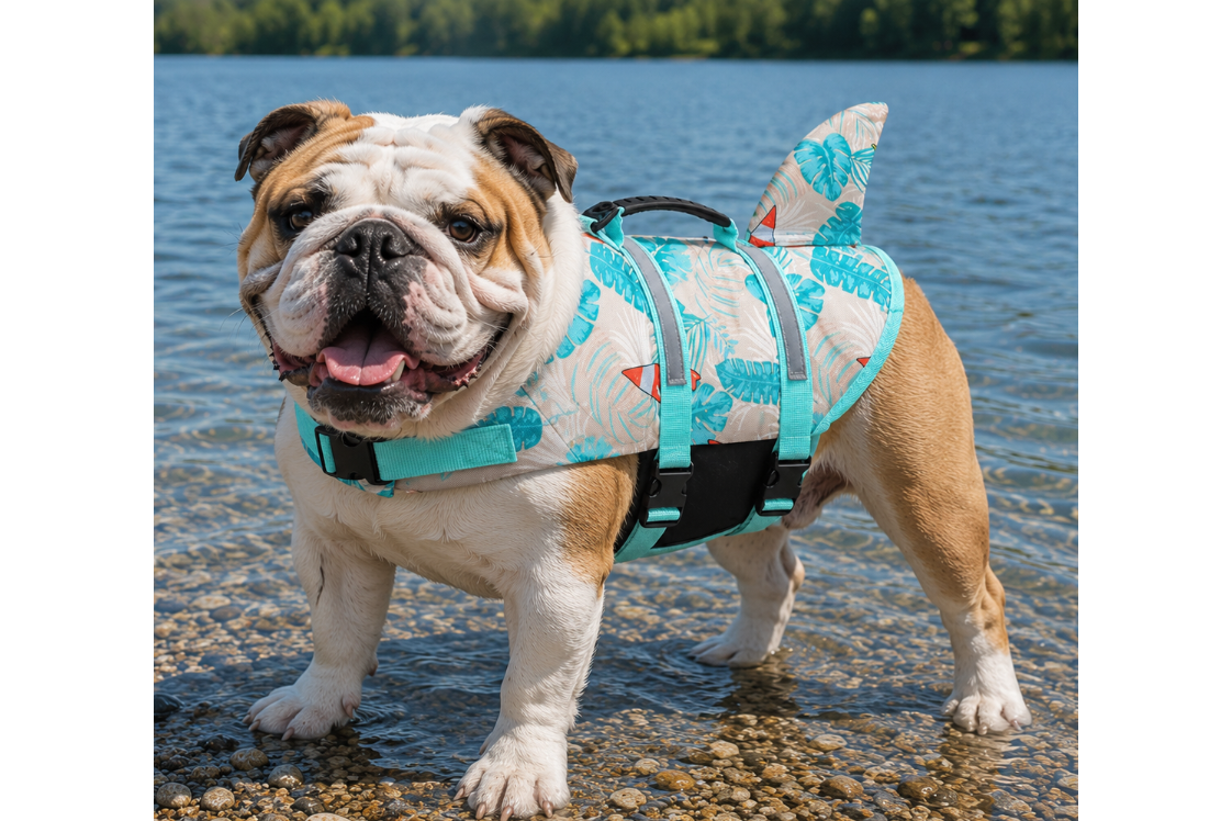 Flower Fin Shark  Dog Life Jacket- Small dog