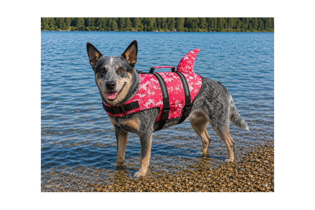 Red Camo Dog Life Jacket - Medium dog